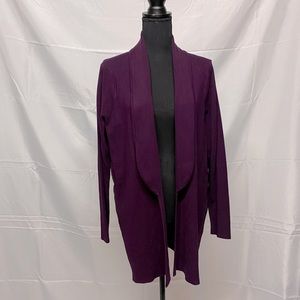 Calvin Klein Mixed Media Cardigan, Eggplant, Size L.